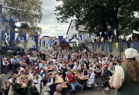 Hunderte Besucherinnen und Besucher verfolgten die Eröffnung des 9. Fleckenmauerfestes auf dem Dalsheimer Römer am Freitag.